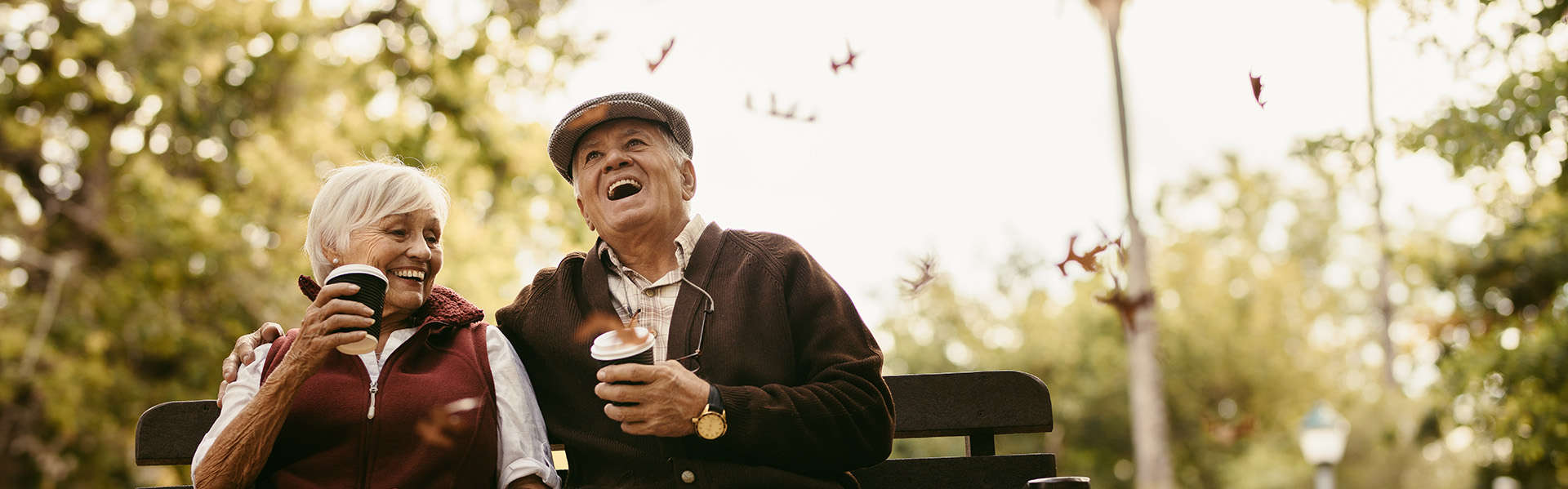 Elderly couple enjoying on picnic at park